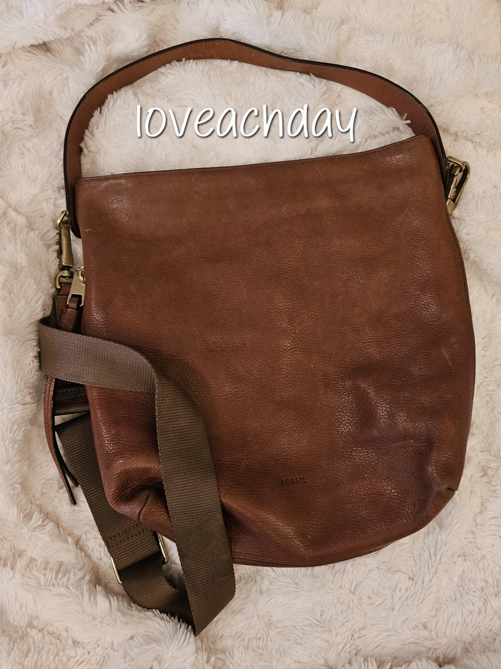 Fossil☆Maya Brown Leather Hobo Crossbody Bag